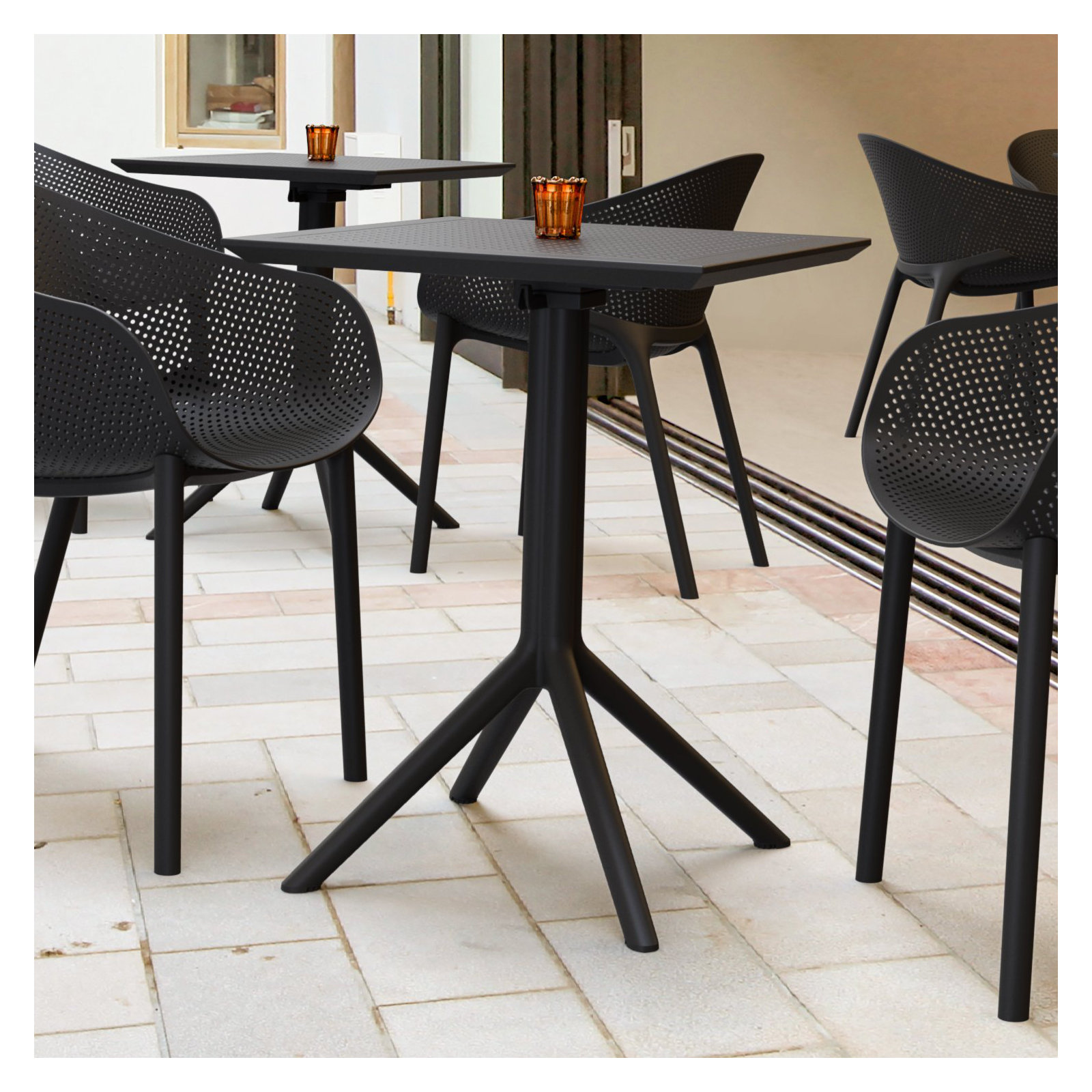 Farrah Square Patio Dining Table, Black