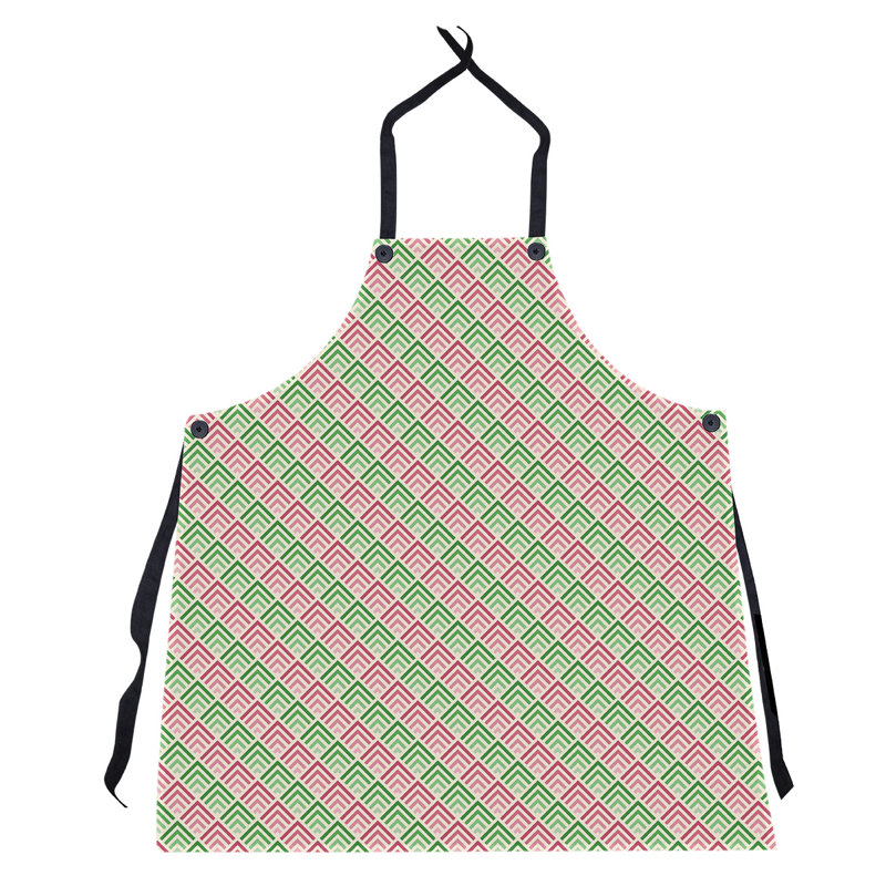 Tablier de motif géométrique classique, Vert et rose