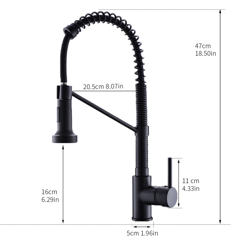Robinet de cuisine noir avec douchette extractible, noyau en laiton, trou unique, robinet de réglage de la température en noir, fabrication, poignée, rotation à 360 °, eau chaude et froide