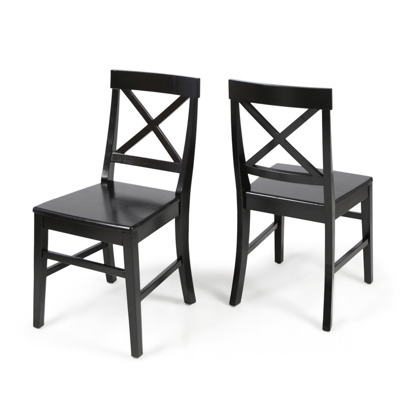 Gelacio Solid Wood Cross Back Side Chair, Black