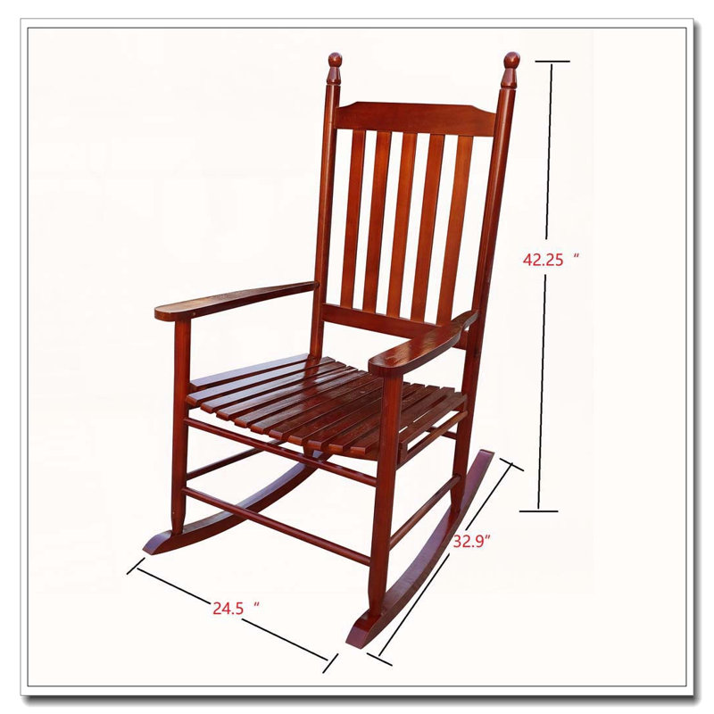 Chaise berçante en bois massif, Brun