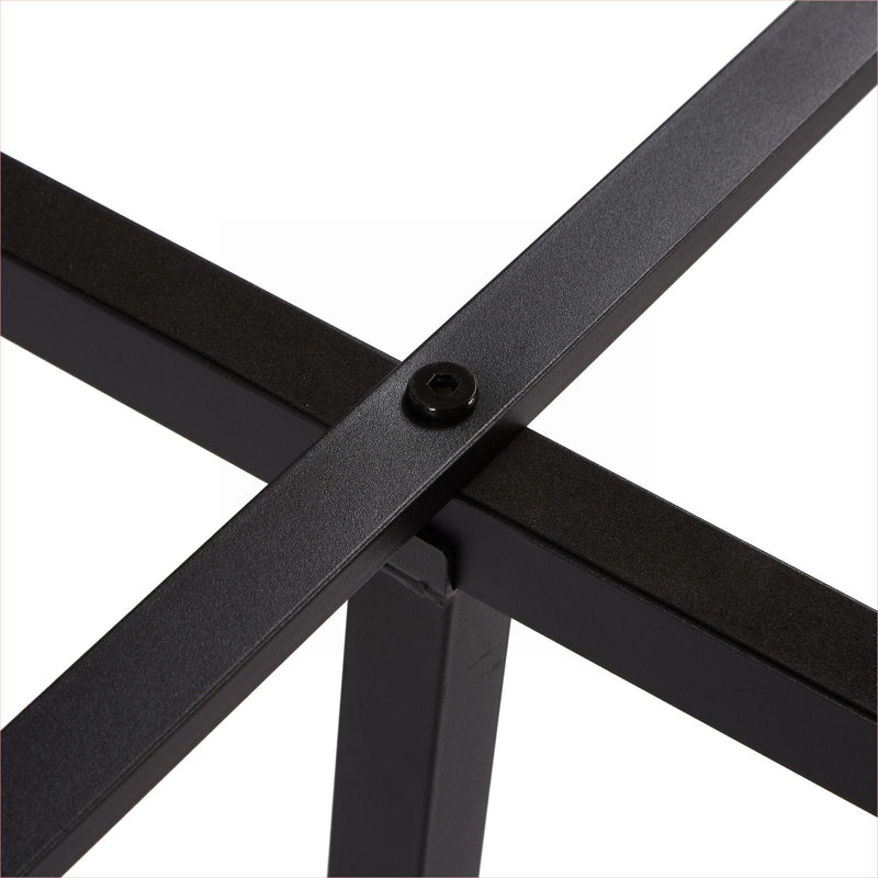 Grand lit plateforme, cadre en métal facile à ranger avec lumières DEL et port USB, aucun sommier nécessaire, noir mat