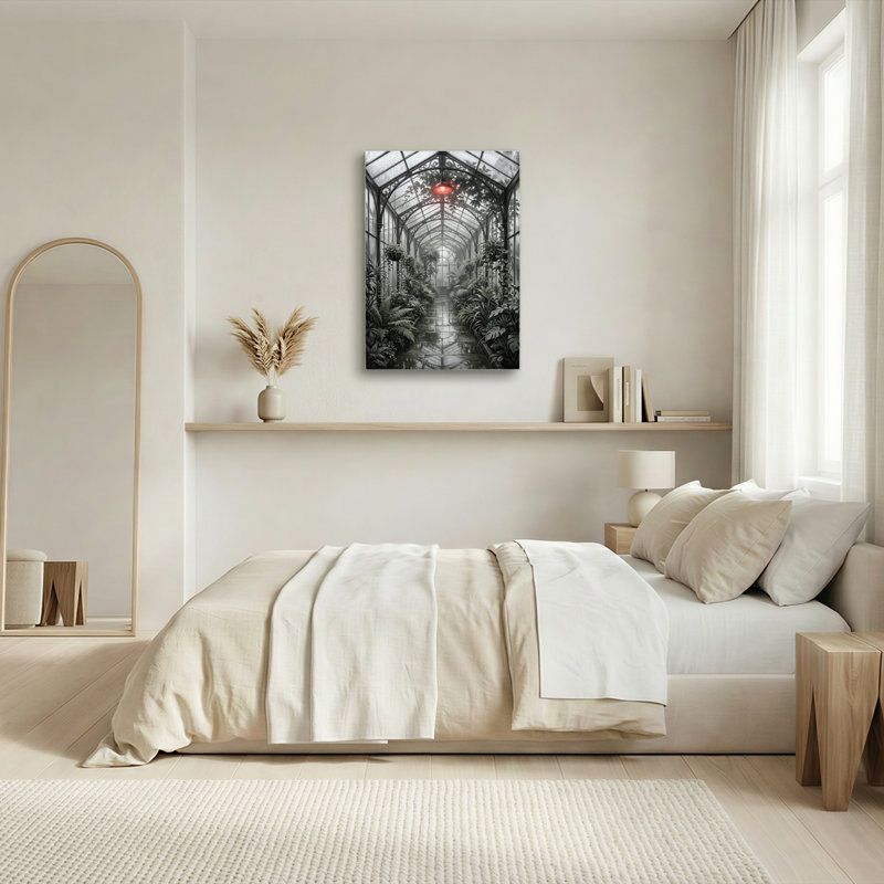 Ensemble de 1 tableau sur toile représentant un jardin en serre, H 24 po x l 18 po, Toile tendue
