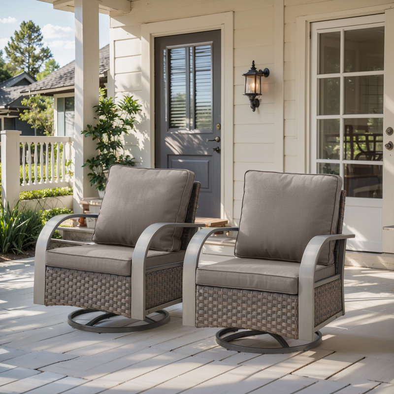 Ensemble de 2 chaises pivotantes en osier Wyland, Gris