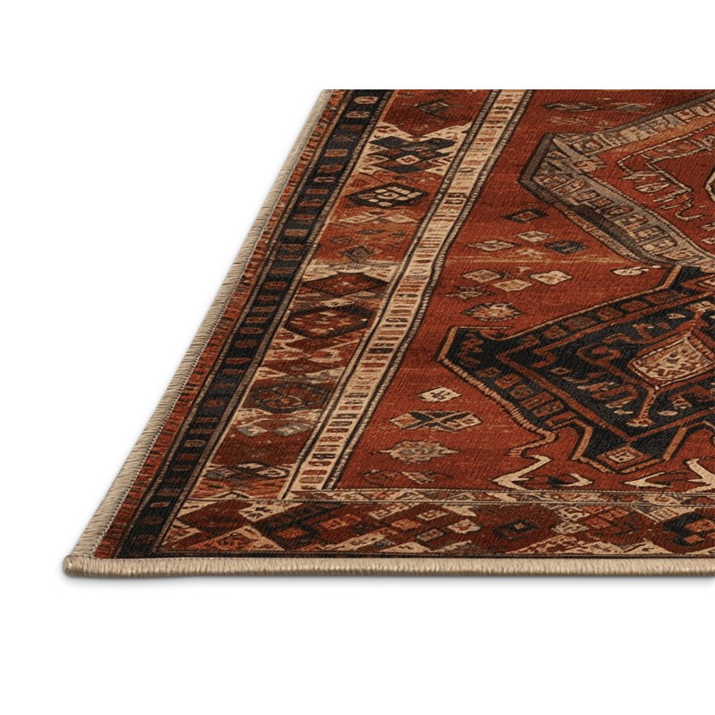 Tapis brun turc lavable à la machine, Rectangulaire 8 pi x 12 pi