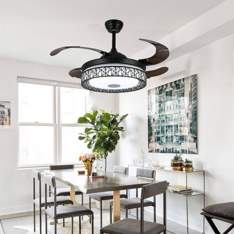 43" Ekain 3 - Blade LED Smart Retractable Blades Ceiling Fan with Remote Control and Light Kit Included