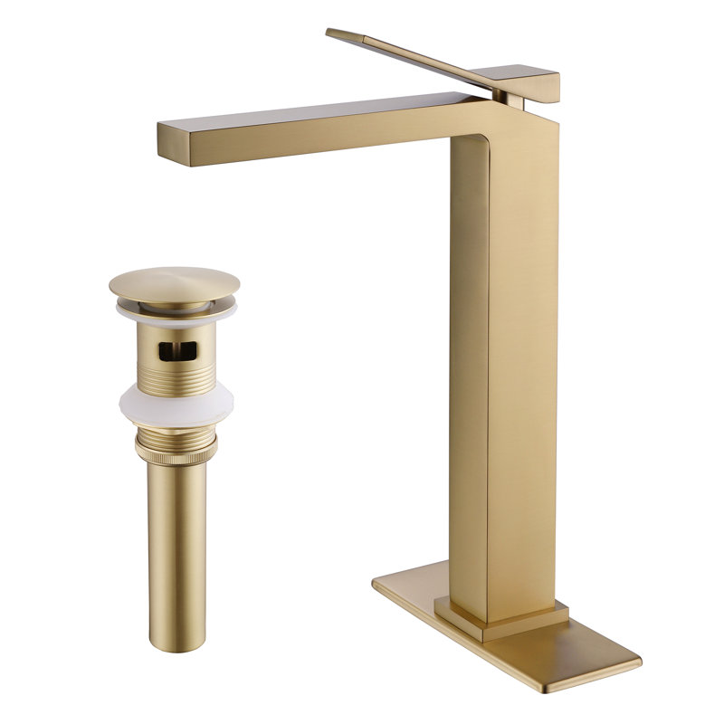 Robinet de lavabo vasque à poignée simple en laiton massif 12 "avec ensemble de drain et plaque de pont, Noir mat