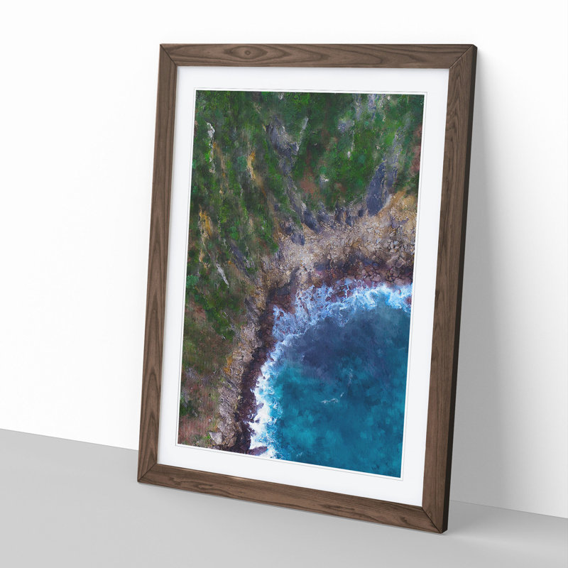San Sebastian in Spain - Picture Frame Graphic Art, Walnut Framed, 36cm H x 27cm W x 2cm D