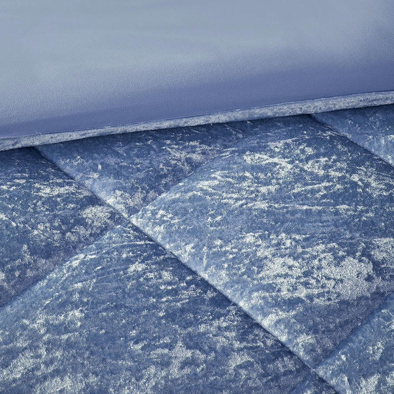 Housse de couette en velours Periwinkle Blue, Housse de couette grand + 2 taies d'oreiller, Bleu