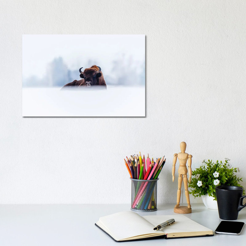 Winter Bison by Mateusz Piesiak - Wrapped Canvas Print, 20.32 cm H x 30.48 cm W