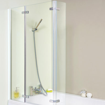 Ella Screens 823mm W x 1400mm H Hinged Semi-Frameless Tub Door with Clear Glass