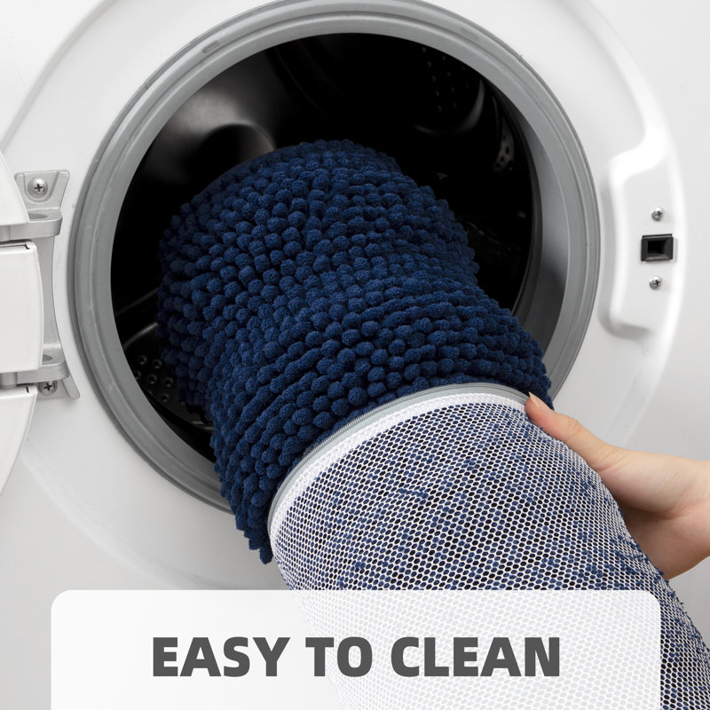 Tapis de bain avec envers antidérapant, Bleu, H 24 po x l 16 po
