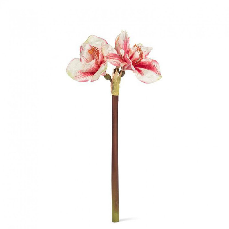 Amaryllis avec 3 fleurs artificielles, Rose