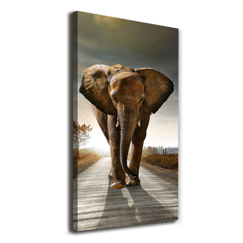 Strolling Elephant - Wrapped Canvas Print