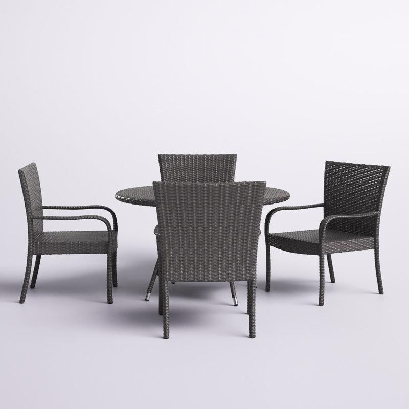 Andhav 4 - Person Patio Dining Set Umbrella Hole Included Round Table