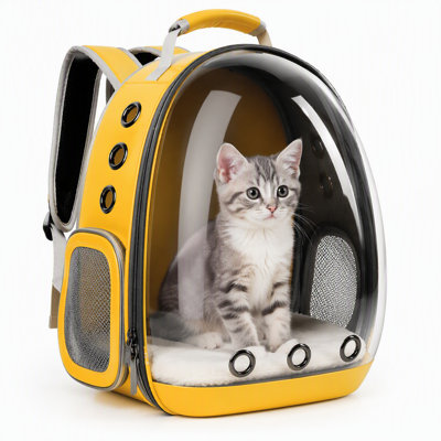 Transparent Space Capsule Pet Carrier Backpack for Cats & Small Dogs – Breathable Travel Carrier with 360° Viewing Window, Ventilated Design & Secure Zipper Closure 