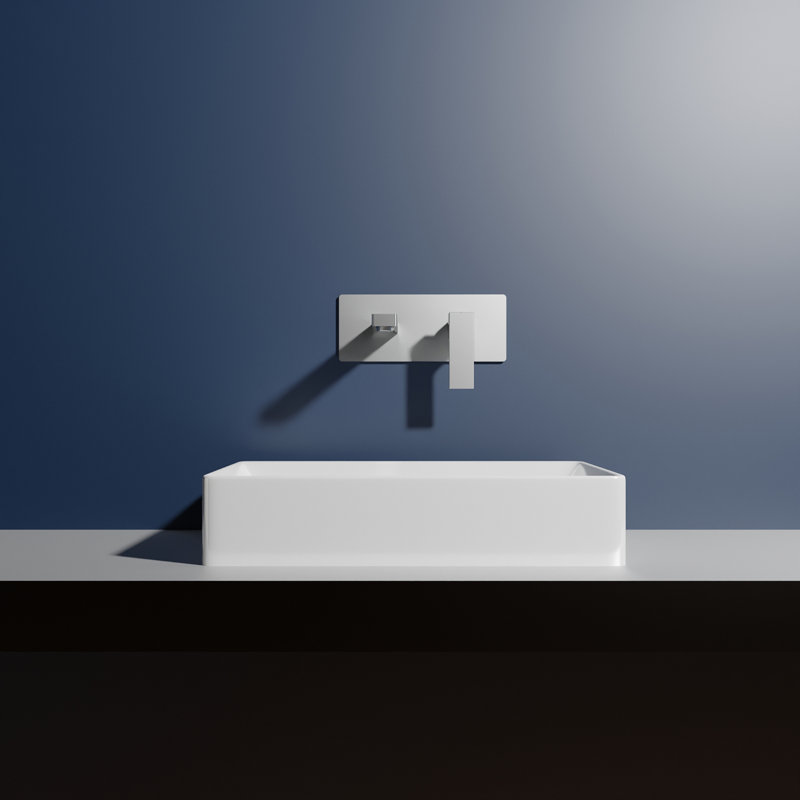 Fly Glossy White Ceramic Rectangular Wall-Mount Bathroom Sink