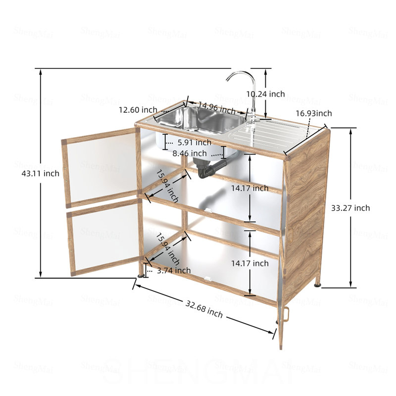 Évier utilitaire avec armoire, évier utilitaire autoportant, armoire d'évier de salle de lavage, station de lavabo d'extérieur, évier utilitaire en acier inoxydable