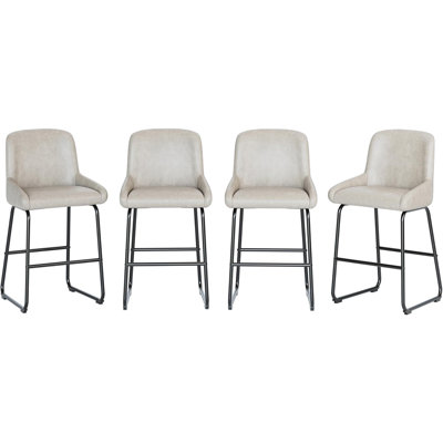 CuisinSmart Counter Height Bar Stools, Set of 4 – PU Leather Armless Chairs with Back & Footrest for Kitchen Island and Counter