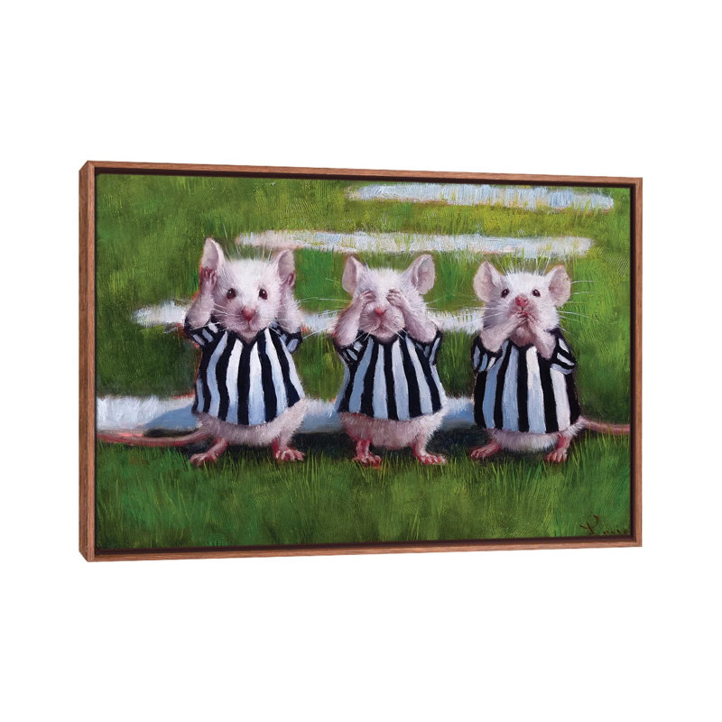 «Three Blind Mice», art encadré, H 18 po x l 26 po x P 1,5 po, Toile classique avec cadre brun