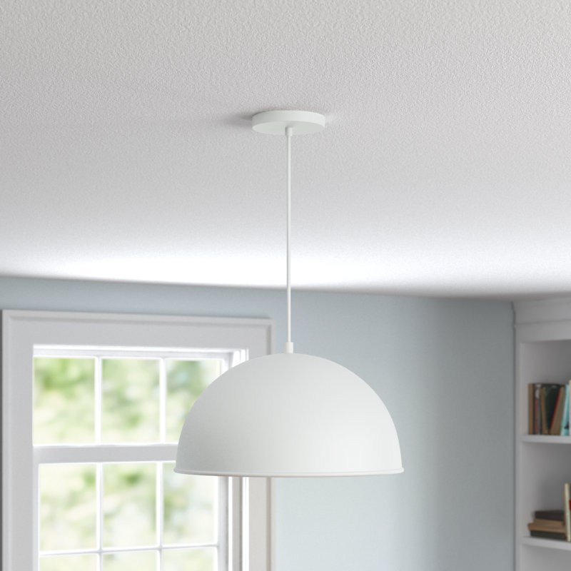 Luminaire suspendu en forme de dôme à 1 lumière Britan, Blanc