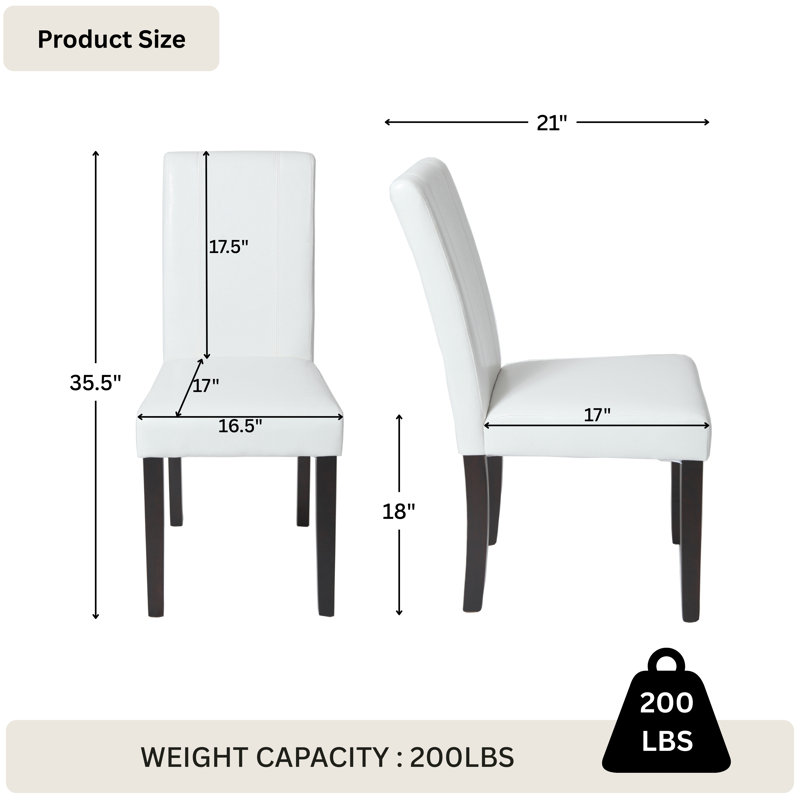 Stylish And Comfortable Leatherette Padded Parson Chair Set For Modern Living Spaces, White