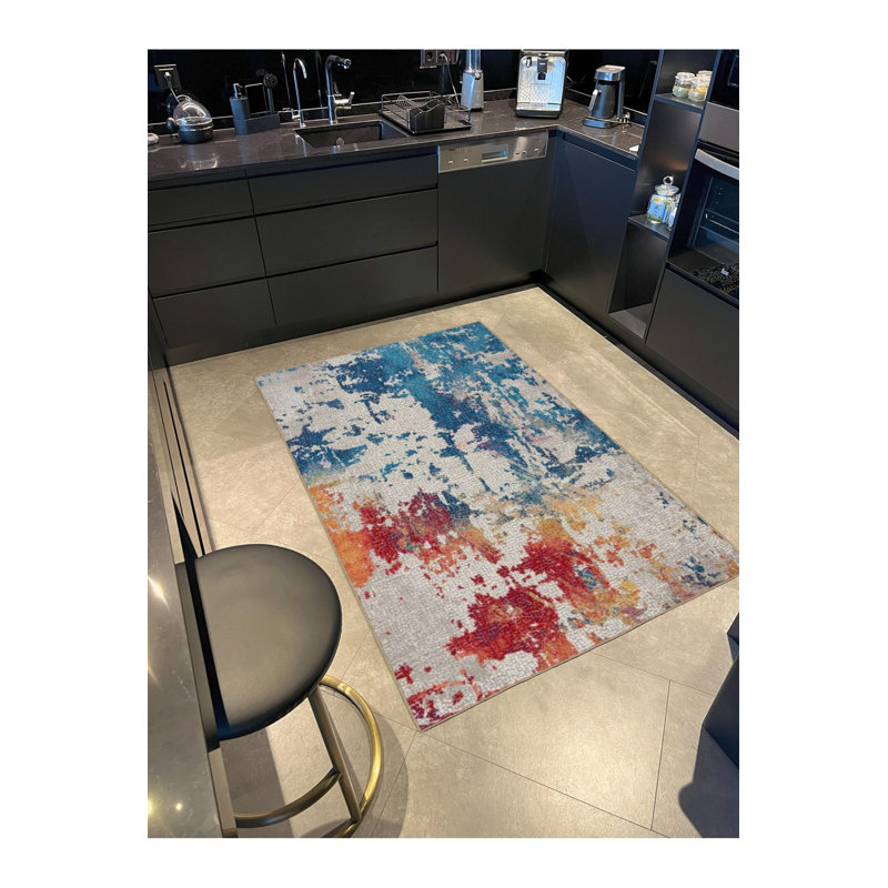 Tapis tissé à motif pastel lavable à la machine, Sous-tapis rectangulaire 5 pi 1 po x 7 pi 7 po inc