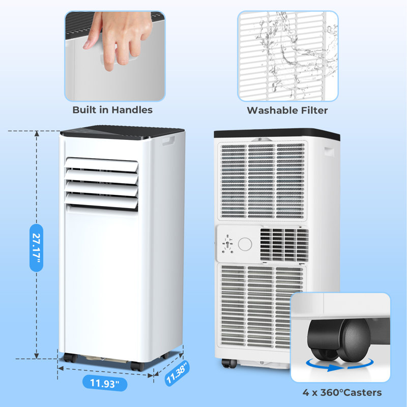 Electactic 8,000 Btu Portable Air Conditioner ,4-In-1 Cooling Portable Ac Cools Up To 350 Sq.ft With Led Display/Remote/24Hrs Timer For Home/Office/Dorms