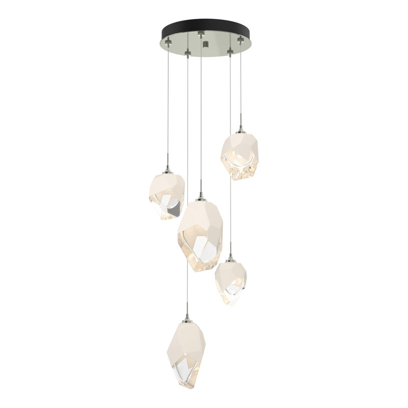 Chrysalis 5 - Light Cluster Geometric Pendant, Sterling, White, 15" - 80"