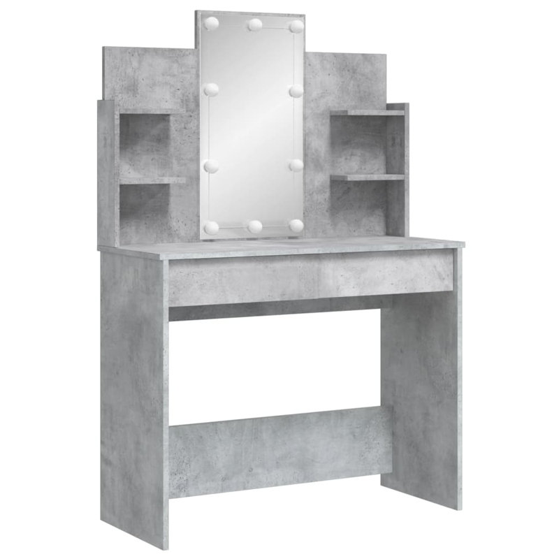 Micsunel Dressing Table with Mirror, Concrete Grey