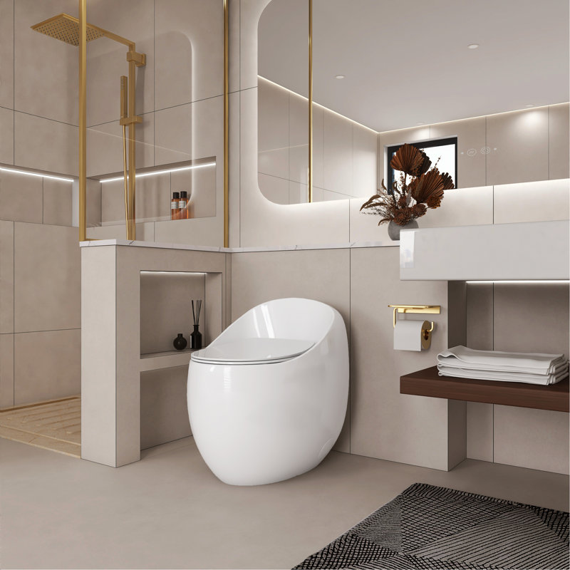 Toilette 1 pièce à chasse d'eau 1,28 GPF en blanc brillant, White