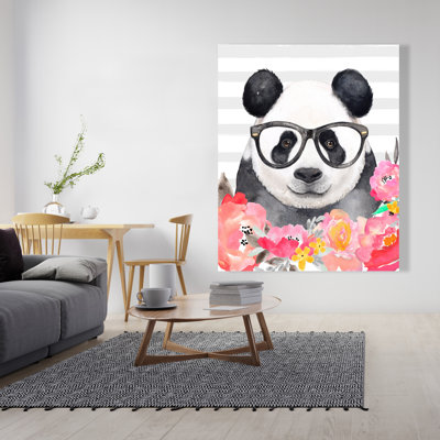 Panda with Glasses  Children Art White Canvas Home Decor