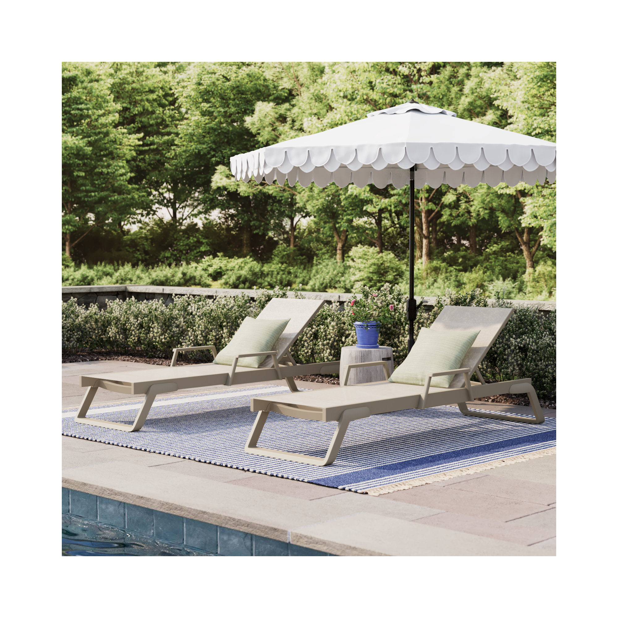Genelda Outdoor Chaise Lounge, Taupe