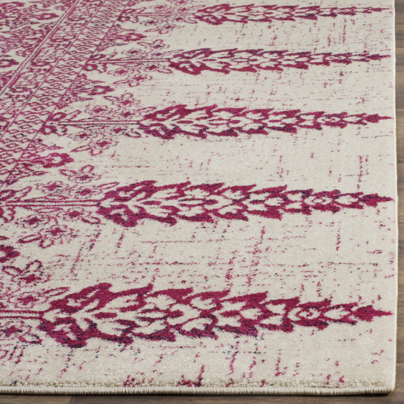 Tapis ivoire / fuchsia Annette, Rectangle 4 pi x 6 pi