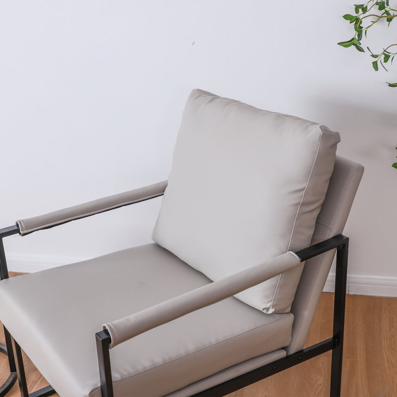 Upholstered Armchair, Gray Faux Leather