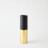 Collins Vase-Matte Black/Gold Metallic-Lg
