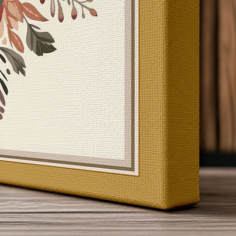 Mandala Botanical 1 Piece Wrapped Canvas Wall Art, 36x24 - 91.4 x 61.0 cm, Ochre Border