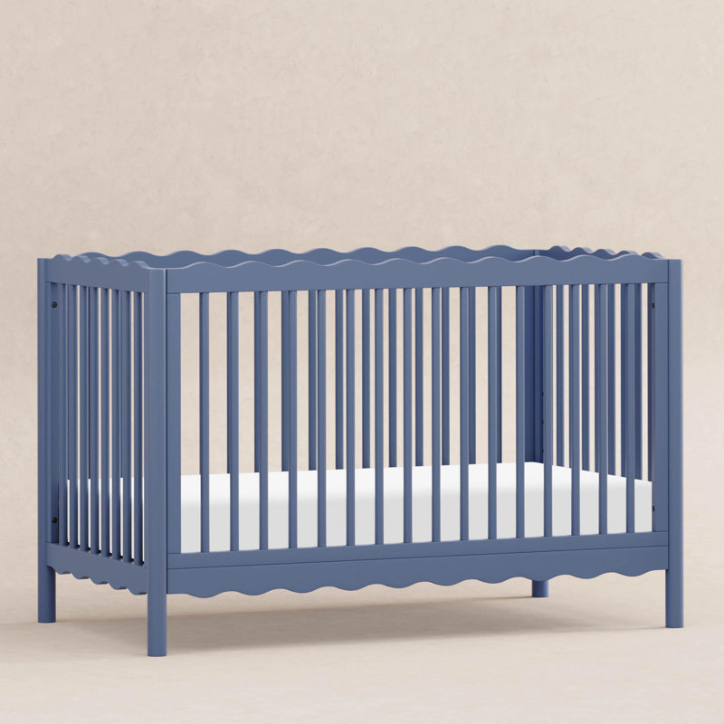 Cove Blue Pine Wood 4-in-1 Convertible Crib with Toddler Bed Kit