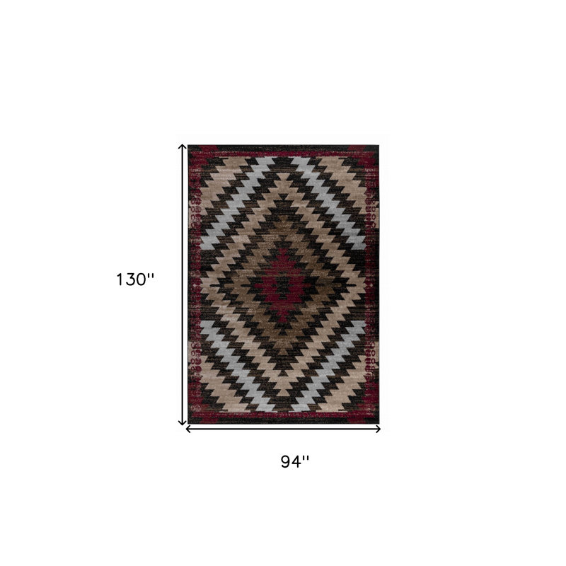 5' X 8' Brown Geometric Area Rug, Rectangle 8' x 11'