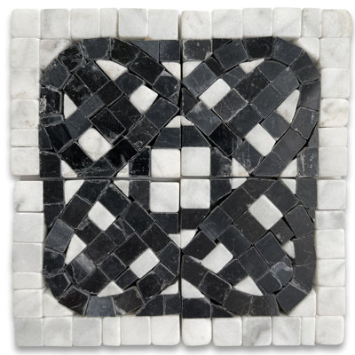 Carreau de mosaïque en marbre pour mur et plancher 2,25 po x 2,25 po Quadra Bianco