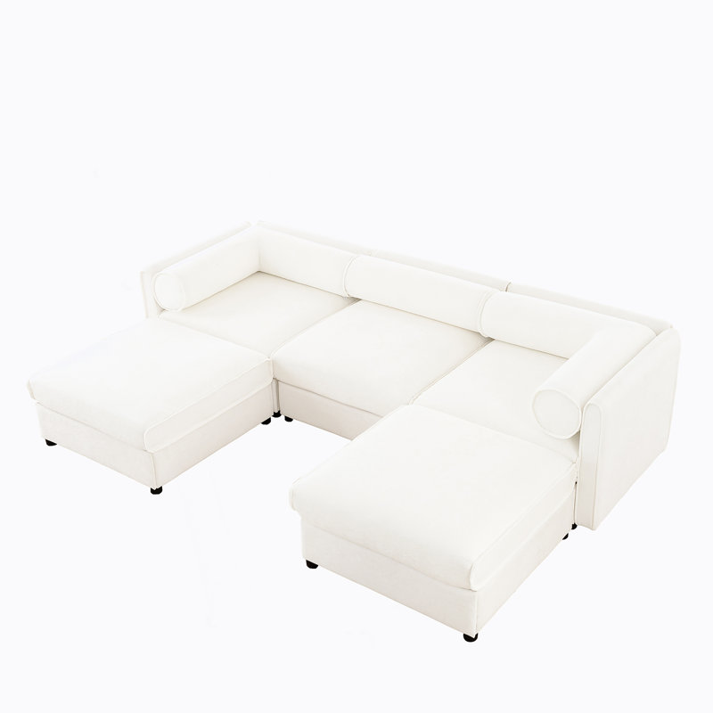 Canapé modulaire polyvalent pour le salon, confortable et élégant, Blanc, H 27,9 po x l 109 po x P 71,2 po