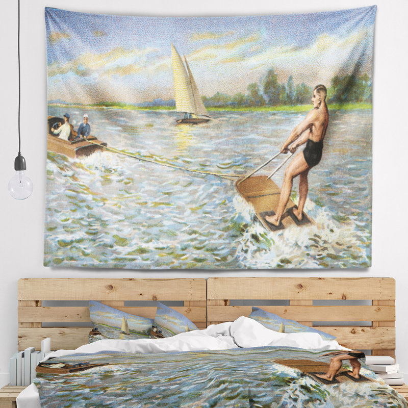 Photographie tapisserie de ski nautique, H 50 po x l 60 po