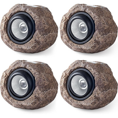 Solar Rock Lights Outdoor, Cool White Led Garden Spot Lights For Pathway, Yard, Walkway, Patio – Waterproof Landscape Decorative Lights, Auto On/off, No Wiring Needed (4 Pack)