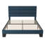 Structure de lit plateforme avec tête de lit tapissier en tissu et support en lattes de bois-705834754-705834756