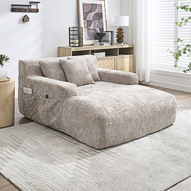 Chaise longue avec trois coussins Lazy, Kaki