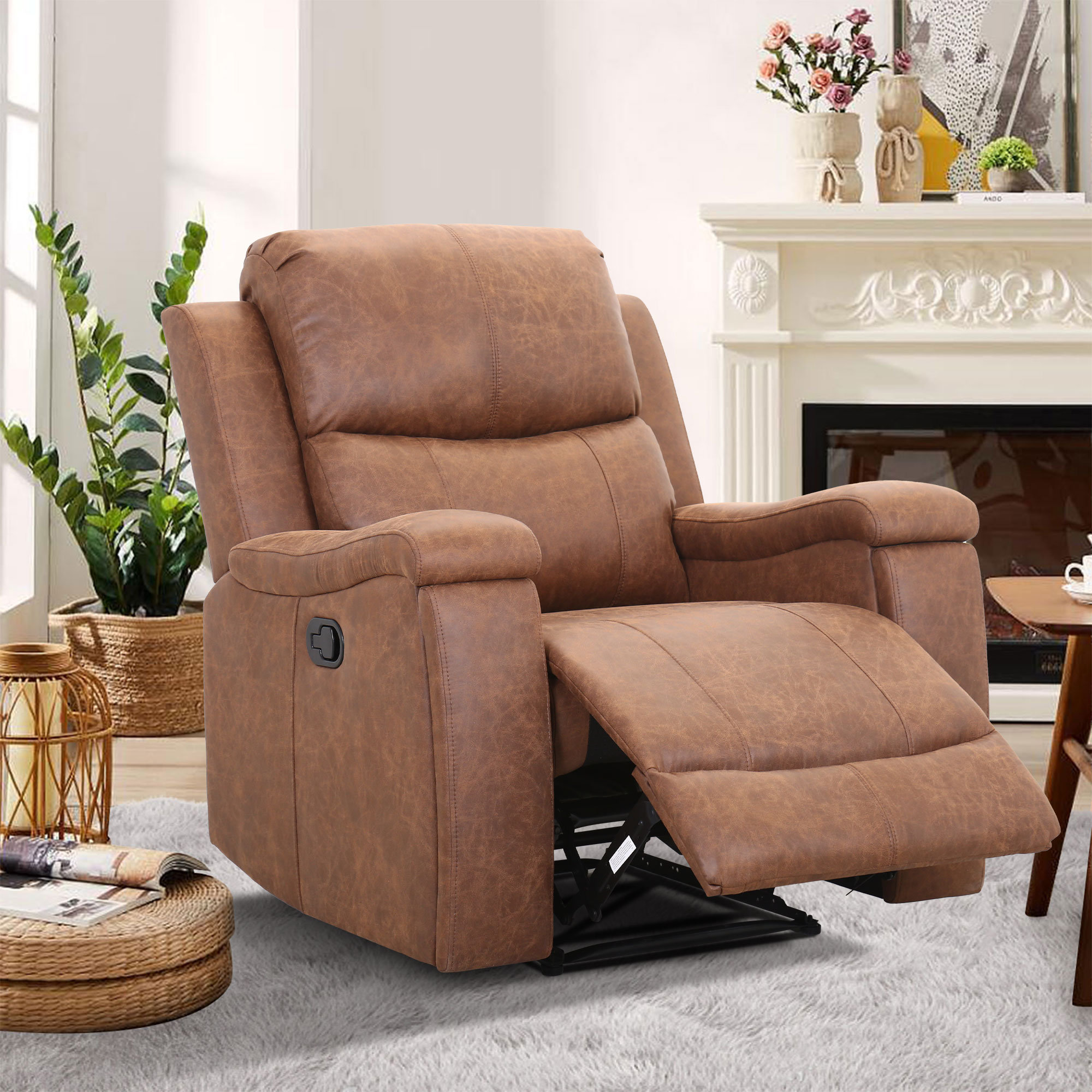 Red Barrel Studio® 37'' Modern Leather WallHugging Manual Recliner