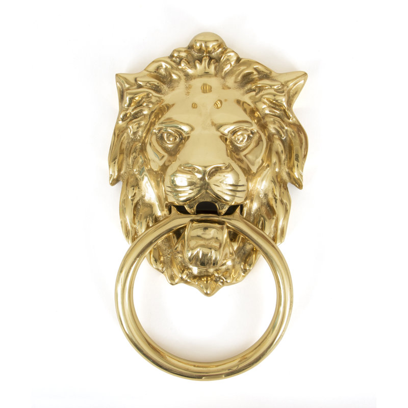 Lion's Head Door Knocker, Polished Brass