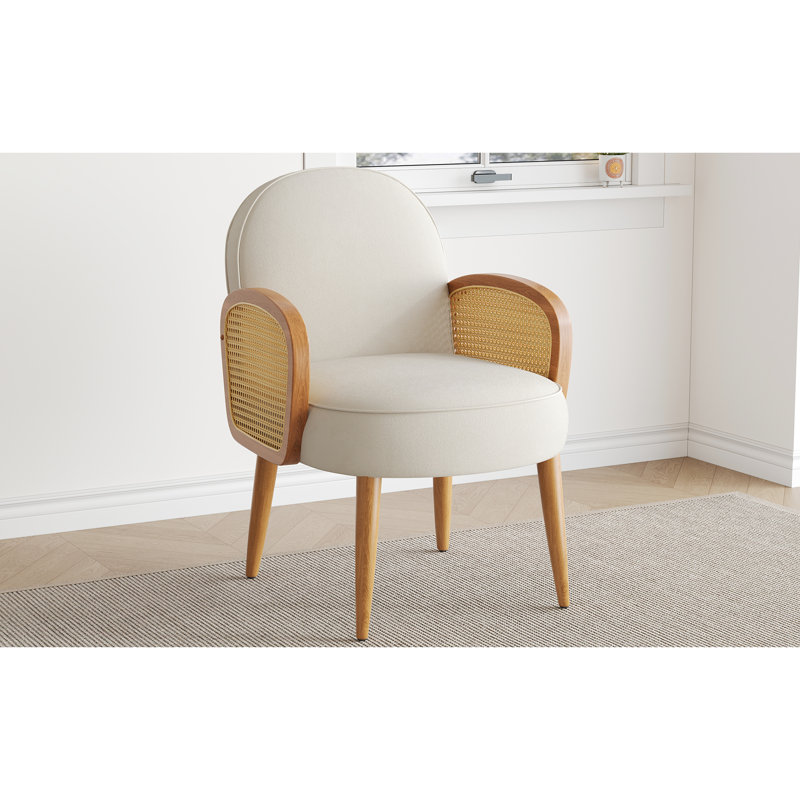 Chaise de style Mid-Century avec velours et structure stable classique attrayante et confortable, Ivoire ivoire