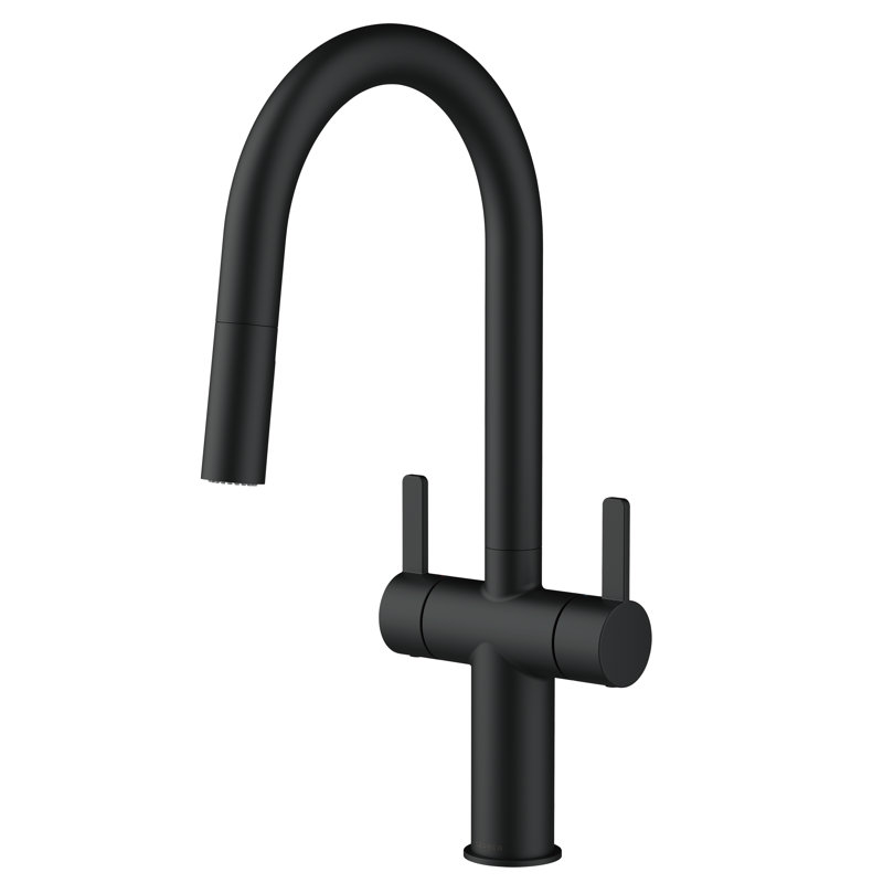 Amalfi 2-Handle Pull Down Sprayer Kitchen Faucet, Satin Black