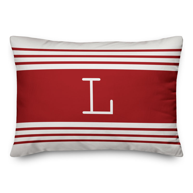 Striped Throw Pillow, L, Red